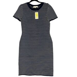 Michael Kors Ottoman Stripe Navy Bodycon Dress Women's Size Large